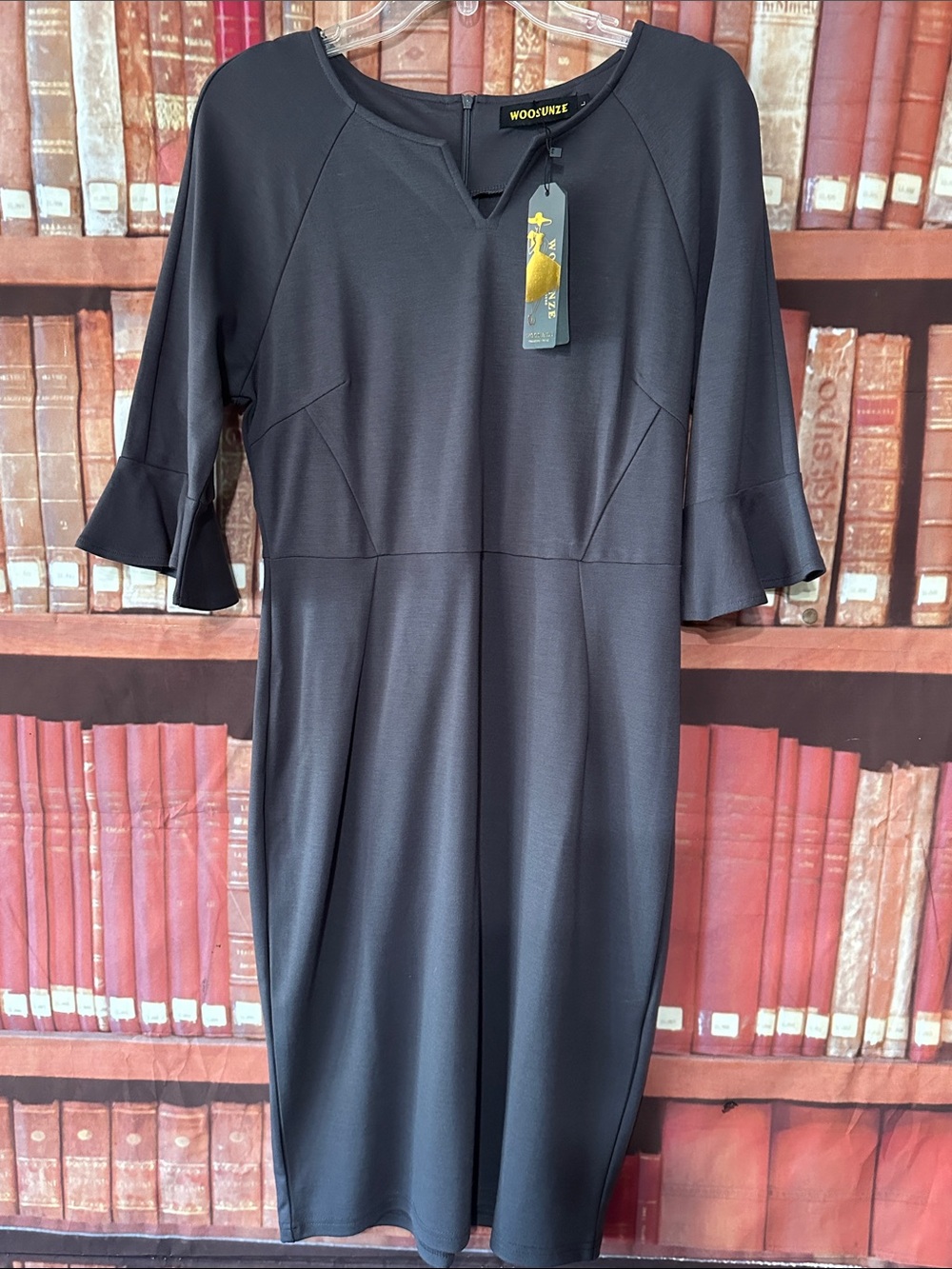 NWT WOOSUNZE  Bell Sleeve Pencil Sheath Dress L